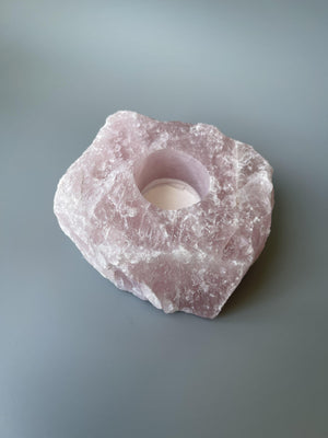 Rose Quartz Crystal Tea Light Candle Holder